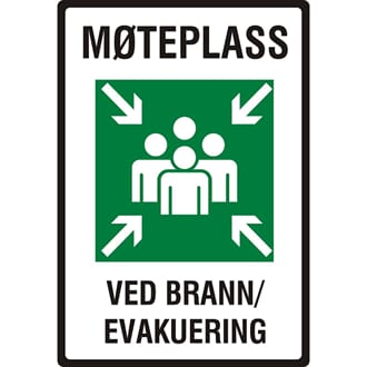 MØTEPLASS VED BRANN/EVAKUERING, 50x70 cm.