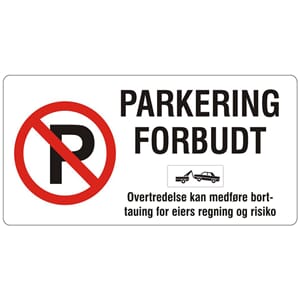 Parkering forbudt, 50x25 cm.