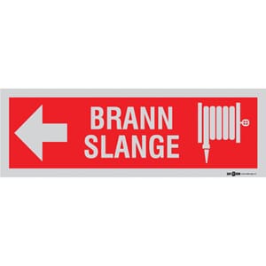 Brannslange pil venstre - 30x10 cm., refl. pvc