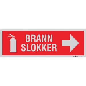 Brannslokker pil høyre - 30x10 cm., refl. pvc
