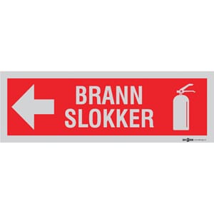 Brannslokker pil venstre - 30x10 cm., refl. pvc