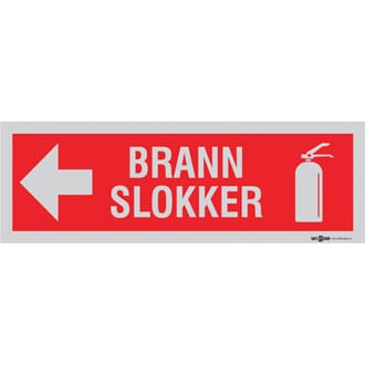 Brannslokker pil venstre - 30x10 cm., refl. pvc