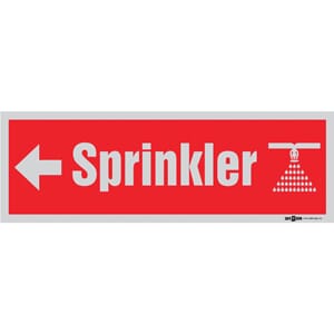 Sprinkler pil venstre - 30x10 cm., refl. pvc