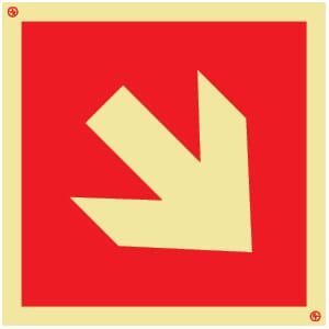 Brannpil, skrå - Skilt