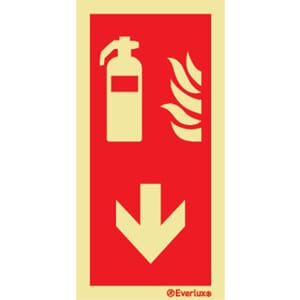 Brannslukker - Pil ned, 15x30 cm.