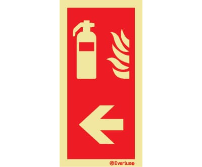 Brannslukker - Pil venstre, 15x30 cm.