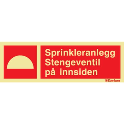 Sprinkleranlegg - Stengeventil på innsiden - 30x10 cm.