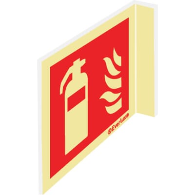 Brannslukker - Flaggskilt, 15x15 cm.