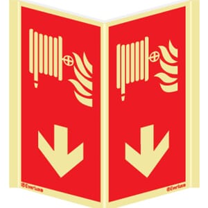 Brannslange m/Pil ned, plogskilt - 15x30 cm.