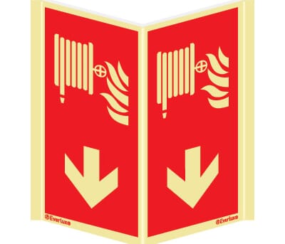 Brannslange m/Pil ned, plogskilt - 15x30 cm.