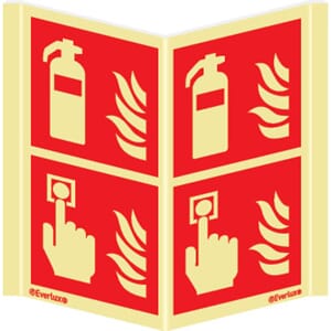 Brannslukker/Manuell melder, plogskilt - 15x30 cm.