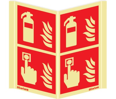 Brannslukker/Manuell melder, plogskilt - 15x30 cm.