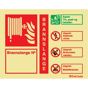 Infoskilt - Brannslange, 15x12 cm.