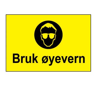 Varselskilt - Bruk øyevern, 30x20 cm., pvc