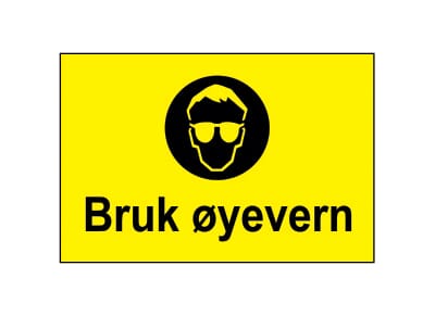 Varselskilt - Bruk øyevern, 30x20 cm., pvc