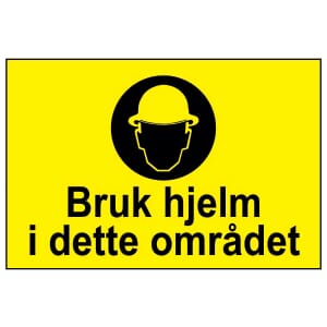 Varselskilt - Bruk hjelm i dette området, 30x20 cm., pvc