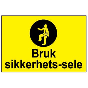 Varselskilt - Bruk sikkerhetssele, 30x20 cm. pvc
