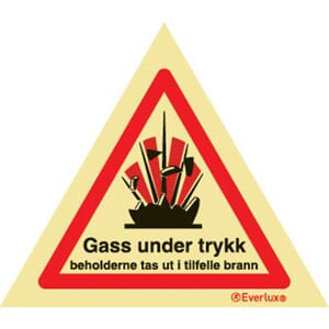 Trekantskilt - Gass under trykk, 15x15 cm.