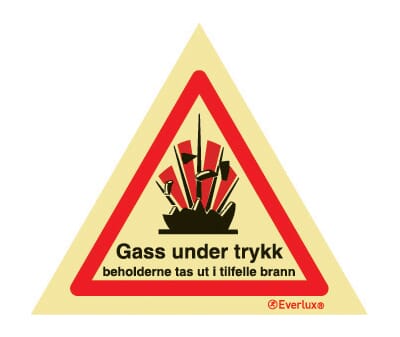 Trekantskilt - Gass under trykk, 15x15 cm.