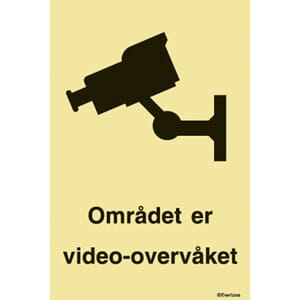 Varselskilt - Videoovervåking, 15x20 cm.