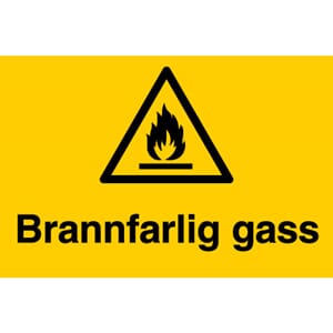 Varselskilt - Brannfarlig Gass, 30x20 cm.