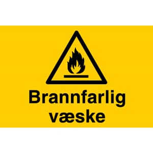 Varselskilt - Brannfarlig Væske, 30x20 cm.