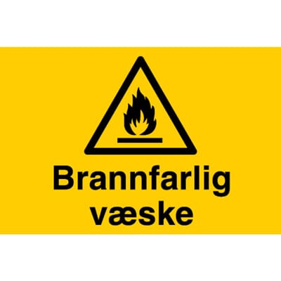 Varselskilt - Brannfarlig Væske, 30x20 cm.