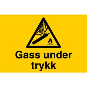 Varselskilt - Gass under trykk, 30x20 cm.