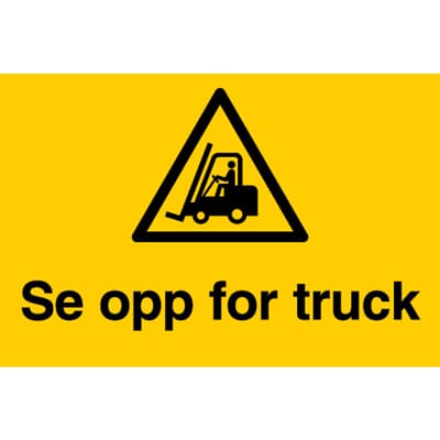 Varselskilt - Se opp for truck, 30x20 cm.