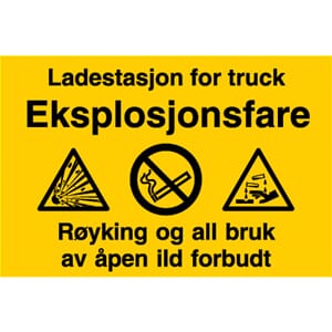 Varselskilt - Ladestasjon for truck, 30x20 cm.