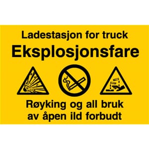 Varselskilt - Ladestasjon for truck, 30x20 cm.
