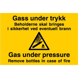 Varselskilt - Gass under trykk ENG/NOR, 30x20 cm.