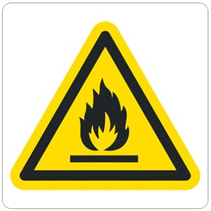Varselskilt - Brannfarlig, 20x20 cm. pvc