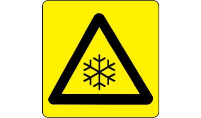 Varselskilt - Lav temperatur, 20x20 cm., pvc