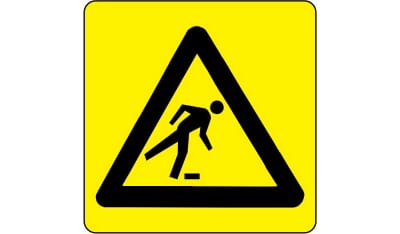 Varselskilt - Hindring, 20x20 cm., pvc