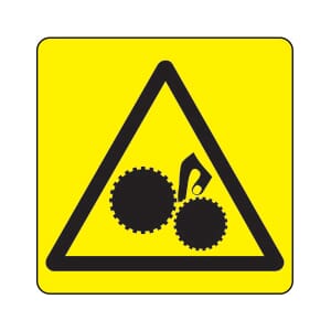 Varselsskilt - Bevegelige deler, 20x20 cm., pvc