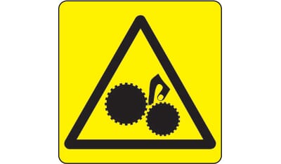 Varselsskilt - Bevegelige deler, 20x20 cm., pvc