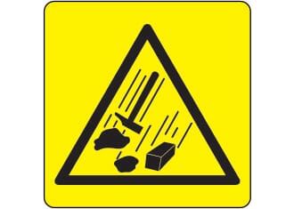 Varselskilt - Se opp for fallende deler, 20x20 cm. pvc