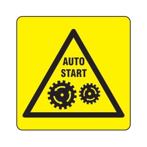 Varselskilt - Autostart, 20x20 cm. pvc