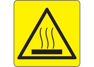 Varselskilt - Varm overflate, 20x20 cm., pvc