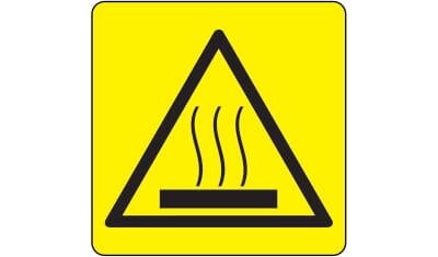 Varselskilt - Varm overflate, 20x20 cm., pvc