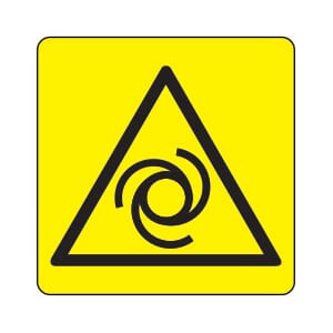 Varselskilt - Starter og stopper automatisk, 20x20 cm. pvc