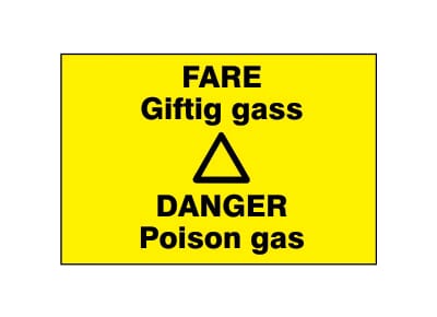 Varselskilt - Fare giftig gass, 30x20 cm., pvc