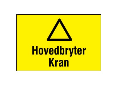 Varselskilt - Hovedbryter Kran, 30x20 cm., pvc