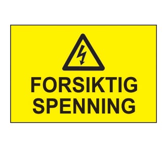 Varselskilt - Forsiktig spenning, 30x20 cm., pvc