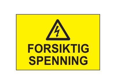 Varselskilt - Forsiktig spenning, 30x20 cm., pvc