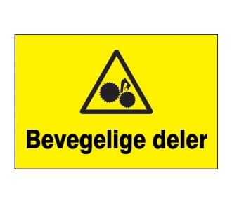 Varselskilt - Bevegelige deler, 30x20 cm., pvc