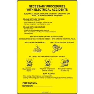 Varselskilt - Electrical accidents, 20x30 cm., alu.