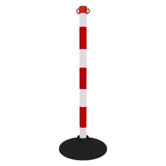 Sperrestolpe - Rød/hvit m/tung base, 90 cm.