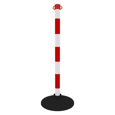 Sperrestolpe - Rød/hvit m/tung base, 90 cm.